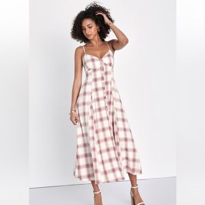 Lulus plaid button front dress